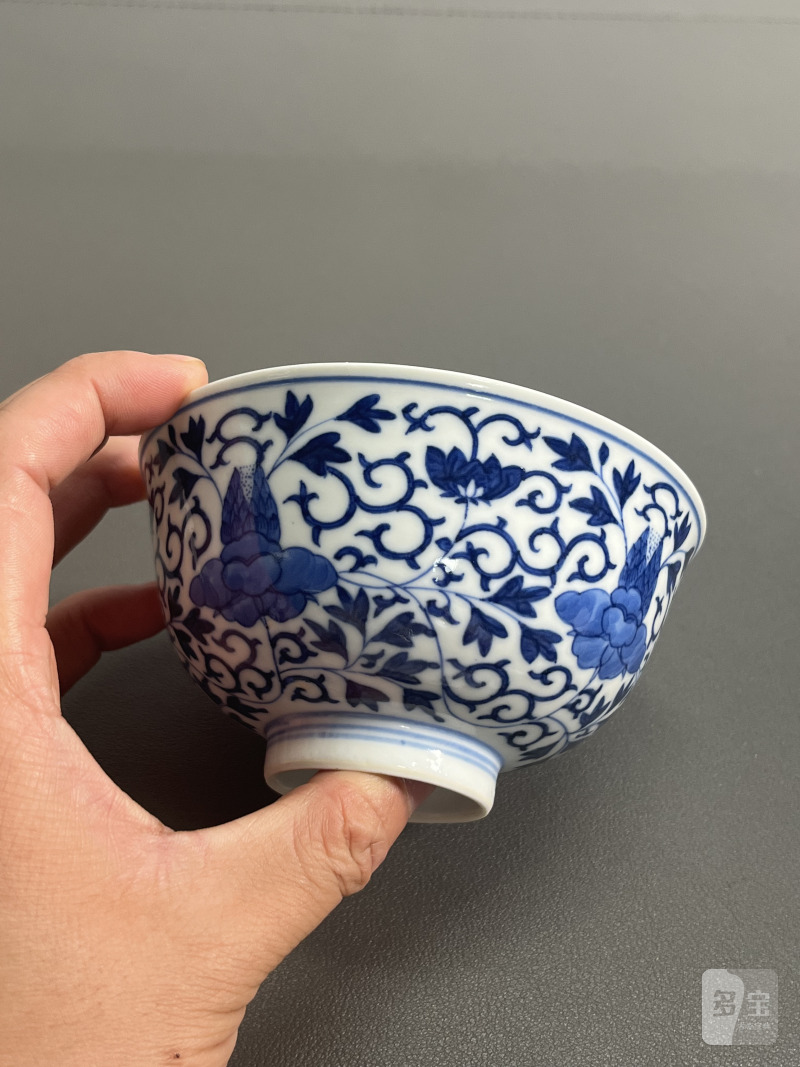 清光绪  青花缠枝花卉纹碗 - 图8